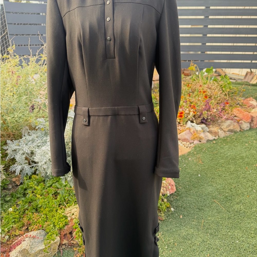BGL Black Long Sleeve Dress with Button Detail